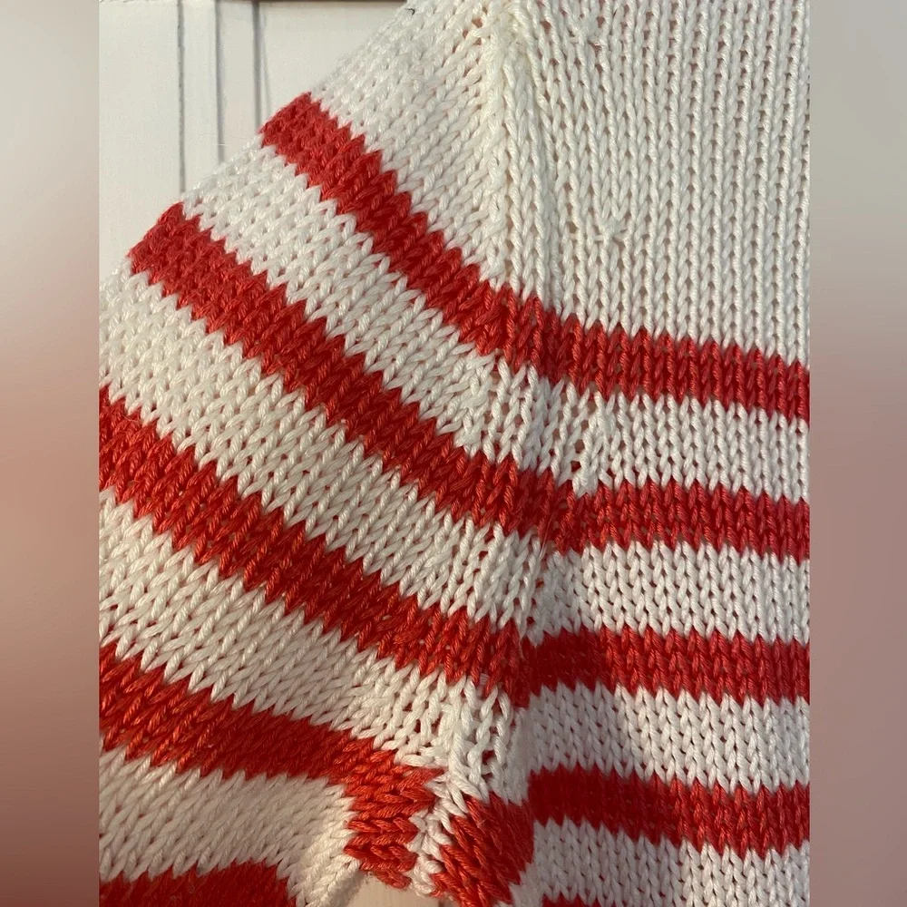 Theory Red Stripe Long Sleeve Cotton Sweater Size Medium - Picture 3 of 7